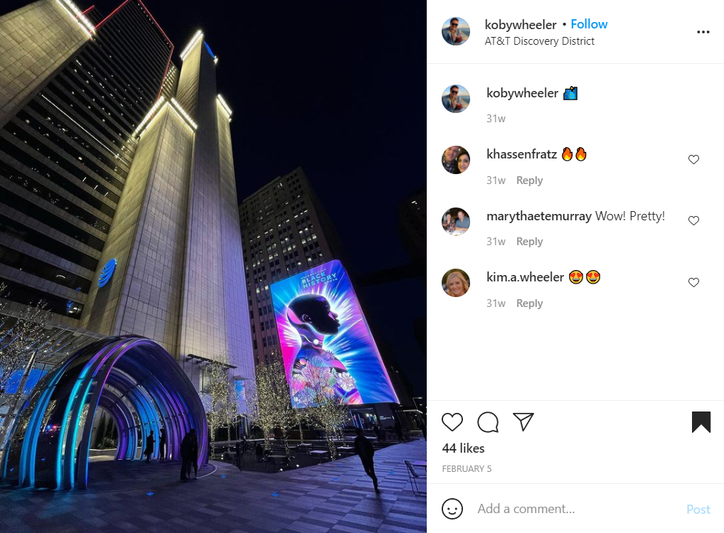 photo of Black History Month content at ATT Discovery District, Dallas